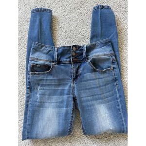 Indigo Rain Womens Jeans Size 9 High Rise Distressed Skinny‎ Blue Wash Denim